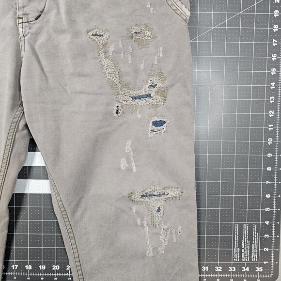 True Religion Pants 38x30 Ricky Distressed Patchwork Big T Grunge Biker Repaired - Picture 2 of 14